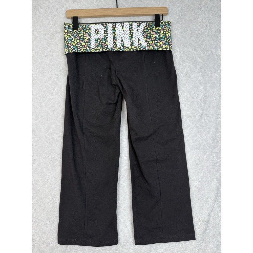 Victorias Secret PINK Foldover Crop Leggings Small Floral Bling Capris Yoga Y2K